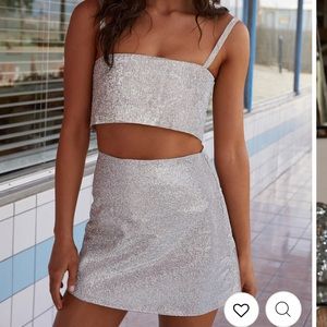 12th tribe Shira Silver Rhinestone crop top